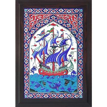 Armada Çini ED-500 40X60 Cm Osmanlı Kalyon Eldekoru Çini Pano