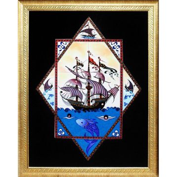 Armada Çini ED682 Yıldız Kalyon 80x100 cm Çini Pano