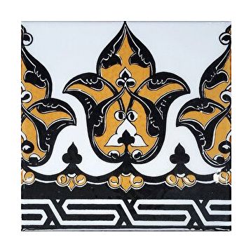 Armada Çini KS 1 20x20 cm Sarı Osmanlı Desenli Taç Çini Bordür