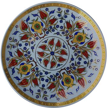 Armada Çini PRT 84 25 cm Altın Yaldızlı İznik Rumi Porselen Çini Tabak
