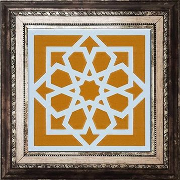 Armada Çini SP 101 Sarı Türk Yıldızı Desenli Kütahya İznik Çini 20x20 cm Pano
