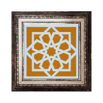 Armada Çini SP 101 Sarı Türk Yıldızı Desenli Kütahya İznik Çini 20x20 cm Pano