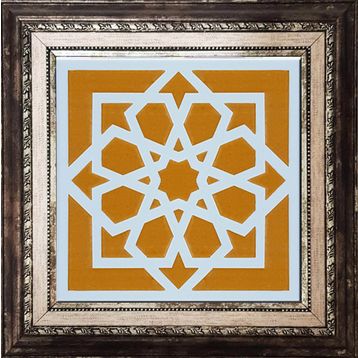 Armada Çini SP 101 Sarı Türk Yıldızı Desenli Kütahya İznik Çini 20x20 cm Pano
