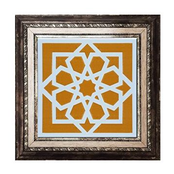 Armada Çini SP 101 Sarı Türk Yıldızı Desenli Kütahya İznik Çini 20x20 cm Pano
