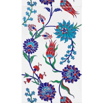 Armada Çini SP 405 25x40 cm Desenli İznik Lale Karanfil Çini Karo