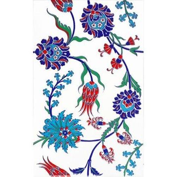 Armada Çini SP 405 25x40 cm Desenli İznik Lale Karanfil Çini Karo