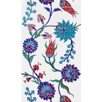 Armada Çini SP 405 25x40 cm Desenli İznik Lale Karanfil Çini Karo