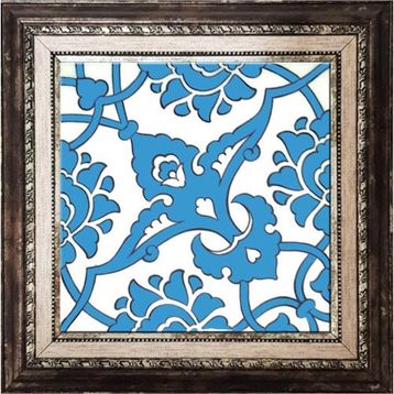 Armada Çini SP 83 Mavi Beyaz Desenli İznik Rumi Kütahya Çini 20x20 cm Pano