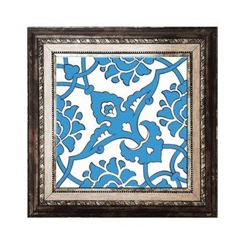 Armada Çini SP 83 Mavi Beyaz Desenli İznik Rumi Kütahya Çini 20x20 cm Pano