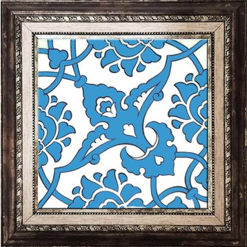 Armada Çini SP 83 Mavi Beyaz Desenli İznik Rumi Kütahya Çini 20x20 cm Pano