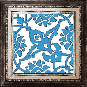 Armada Çini SP 83 Mavi Beyaz Desenli İznik Rumi Kütahya Çini 20x20 cm Pano