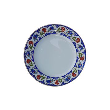 Armada PRT 60x25 cm Lacivert Altın Yaldızlı Lale Karanfil Kaligrafi Çini Tabak