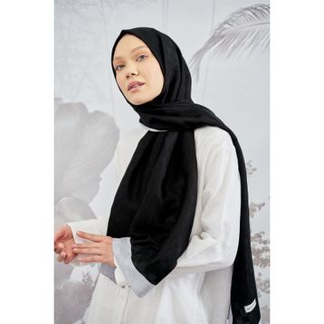Armanda Dama Siyah Gri Monogram Şal