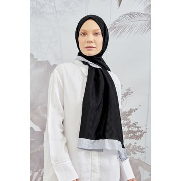 Armanda Dama Siyah Gri Monogram Şal
