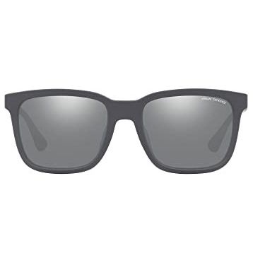 Armani Exchange AX4112SU Universal Fit Dikdörtgen Mat Gri Aynalı Gümüş Polarize Erkek Güneş Gözlüğü