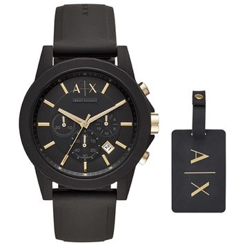 Armani Exchange AX7105 Erkek Set Kol Saati ve Valiz Etiketi