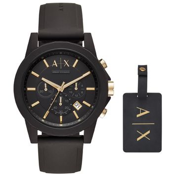 Armani Exchange AX7105 Erkek Set Kol Saati ve Valiz Etiketi