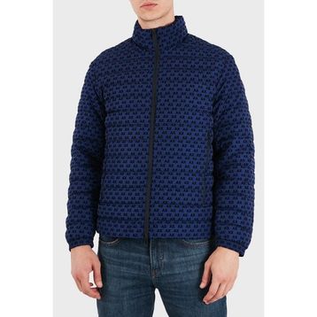 Armani Exchange XM003510 AF19870 UB095 - Mavi Kadife Dokulu Kuş Tüyü Dolgulu Dik Yaka Mont Erkek Mont