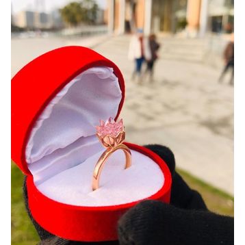 Armes Pembe Lotus Çiçeği Ayarlanabilir Kadın 925 Ayar Gümüş Yüzük