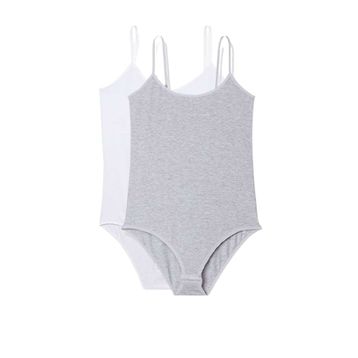 Armin Loretta 2 Adet İp Askılı Kadın Çıtçıtlı Body Beyaz ve Gri