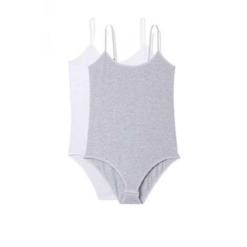 Armin Loretta 2 Adet İp Askılı Kadın Çıtçıtlı Body Beyaz ve Gri