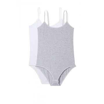 Armin Loretta 2 Adet İp Askılı Kadın Çıtçıtlı Body Beyaz ve Gri