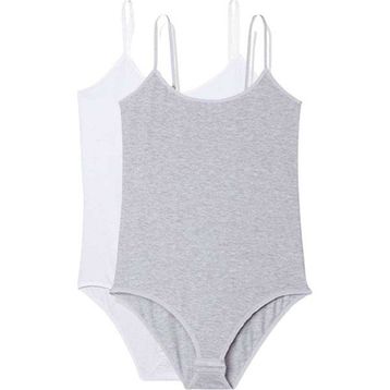 Armin Loretta 2 Adet İp Askılı Kadın Çıtçıtlı Body Beyaz ve Gri
