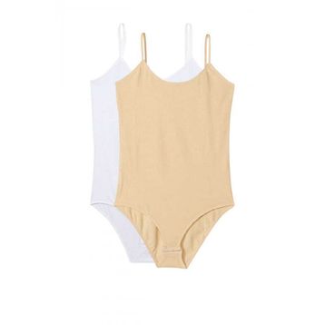 Armin Loretta 2 Adet İp Askılı Kadın Çıtçıtlı Body Beyaz ve Ten