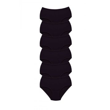 Armin Loretta Bato Kalın Lastik Yüksek Bel Siyah 6 Adet Kadın Külot
