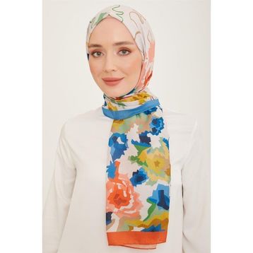 Armine 10001-02 Kiremit-Mavi Trend Şal