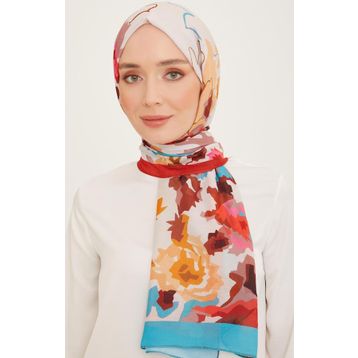 Armine 10001-04 Nar Çiçeği-Mavi Trend Şal