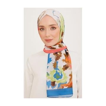 Armine 10001-05 Mavi-Turuncu Trend Şal