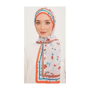 Armine 10008-06 Turuncu Karma Çiçek Desen Trend Şal