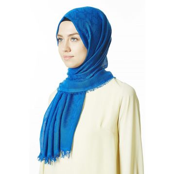 Armine 10126 Kadın Saks Pamuk Saçaklı Şal