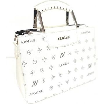 Armine 223 Baskılı Beyaz Kadın Omuz Askılı Çanta