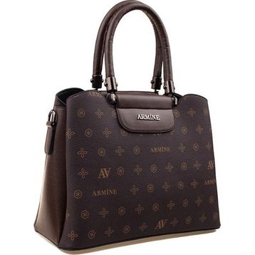Armine 302KHV Kahverengi Baskılı Kadın Klasik El Çantası