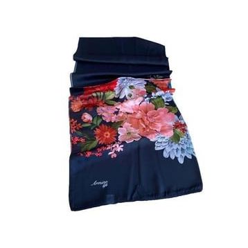 Armine 3611-03 Lacivert Çiçek Desen Şal
