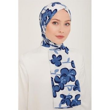 Armine 6348-07 Mavi Beyaz Şal