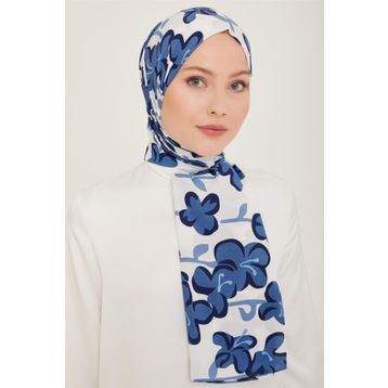 Armine 6348-07 Mavi Beyaz Şal