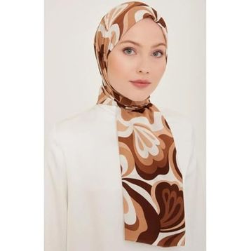 Armine 6348-2-03 Kahverengi Beyaz Şal