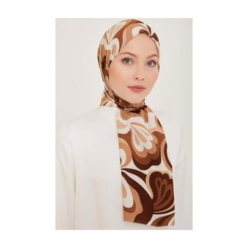 Armine 6348-2-03 Kahverengi Beyaz Şal