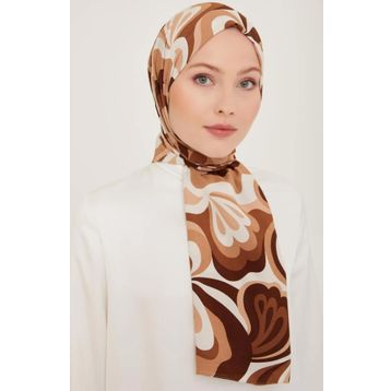 Armine 6348-2-03 Kahverengi Beyaz Şal