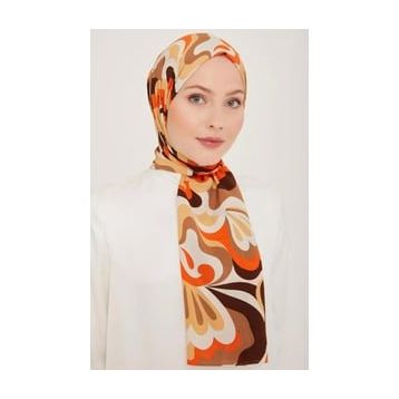 Armine 6348-2-04 Turuncu Kahverengi Şal