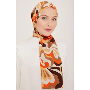 Armine 6348-2-04 Turuncu Kahverengi Şal