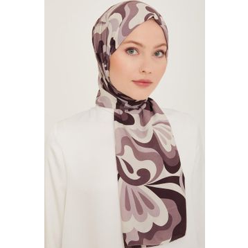 Armine 6348-2-23 Mürdüm Beyaz Şal