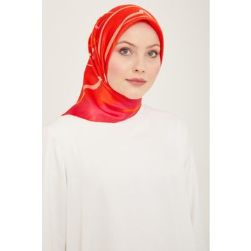 Armine 9115-50 Mercan-Pembe Dijital Çiçek Desen Sura İpek Eşarp