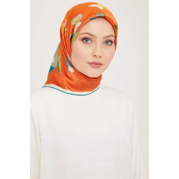 Armine 9146-02 Turuncu İpek Eşarp