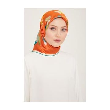 Armine 9146-02 Turuncu İpek Eşarp