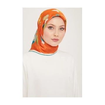 Armine 9146-02 Turuncu İpek Eşarp