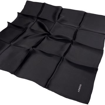 Armine Düz İpek 1001 Siyah Twill Eşarp